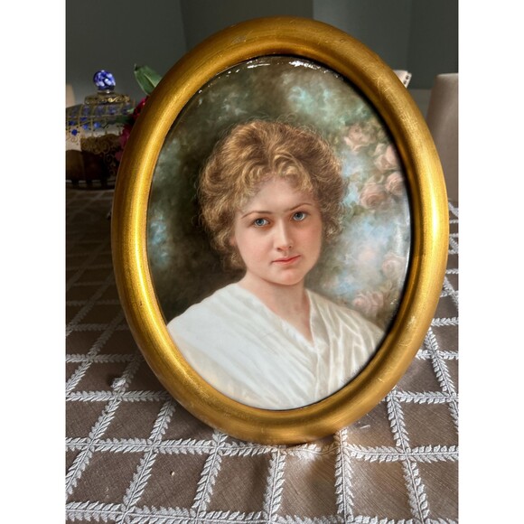 Antique KPM Berlin Porcelain Portrait Plaque – Ada White – Hand-Finished 1900 - Picture 1 of 5